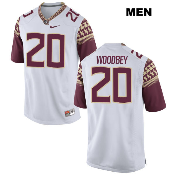 Men's NCAA Nike Florida State Seminoles #20 Jaiden Woodbey College White Stitched Authentic Football Jersey FVC3069VN
